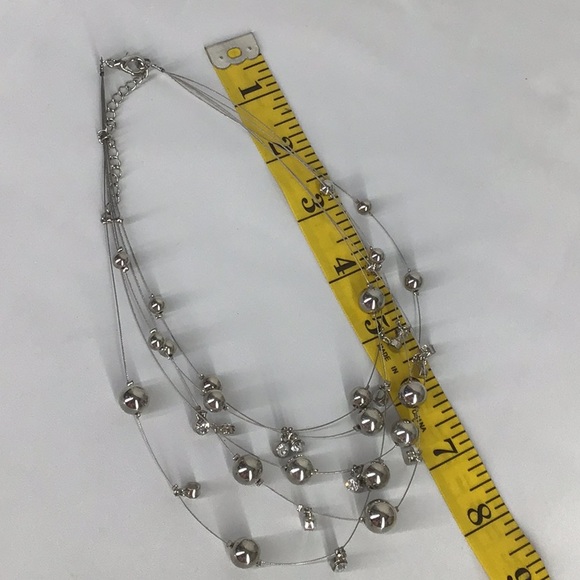 Necklace jewelry silver Tone bead glass Rhinestone - Picture 6 of 8